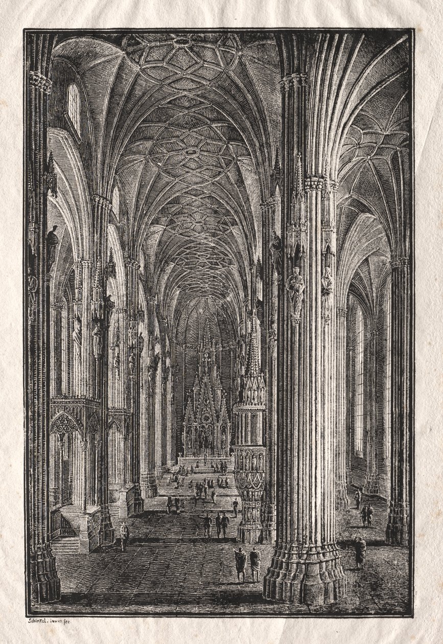 Interiør af St. Stephens katedral i Wien af Karl Friedrich Schinkel