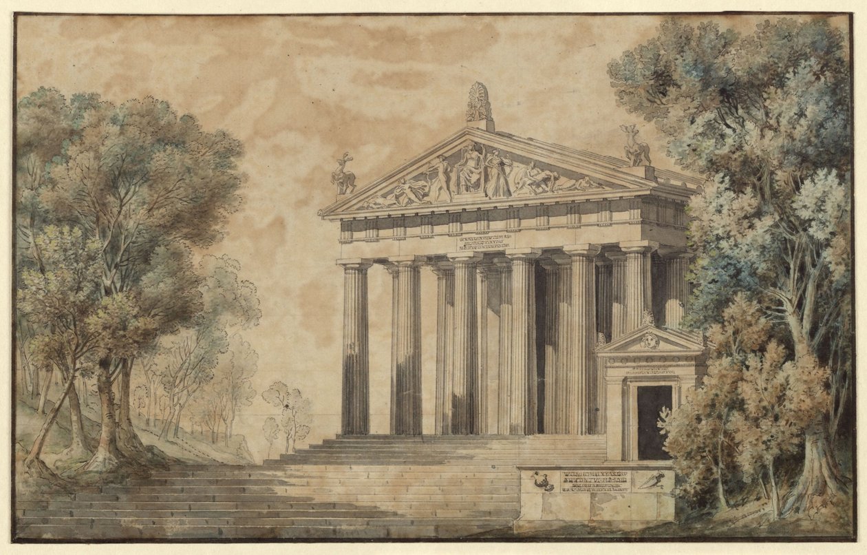 Ifigenia på Tauris. Skuespil af Johann Wolfgang von Goethe. Udkast til en dekoration. Dianas tempel af Karl Friedrich Schinkel