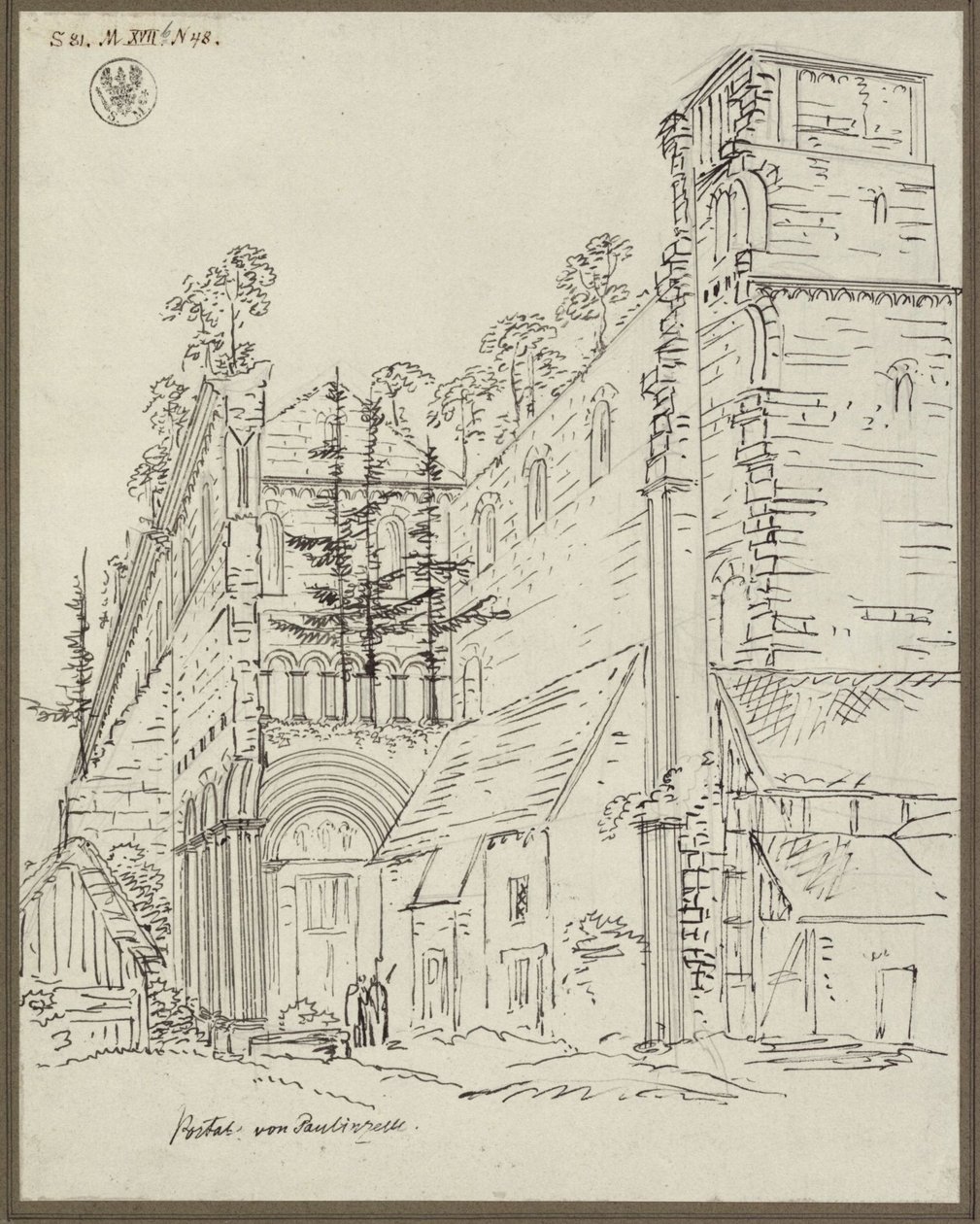 Klosterruinen i Paulinzella. Udsigt mod vest af Karl Friedrich Schinkel