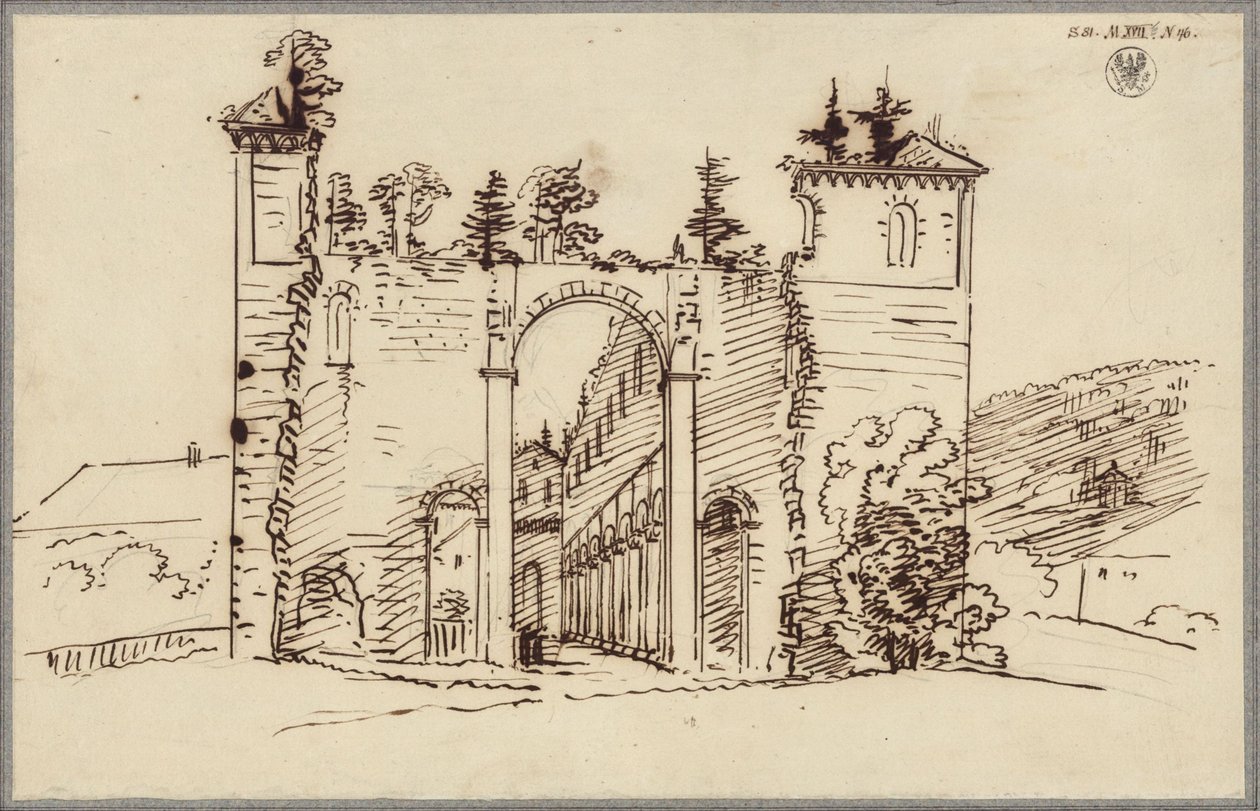 Klosterruinen i Paulinzella. Udsigt ind i kirkeskibet fra øst af Karl Friedrich Schinkel