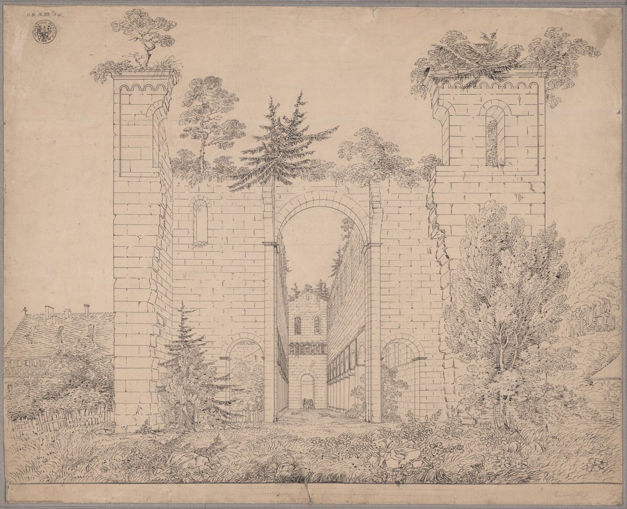 Paulinzella-klostrets ruiner. Udsigt ind i kirkeskibet fra øst af Karl Friedrich Schinkel