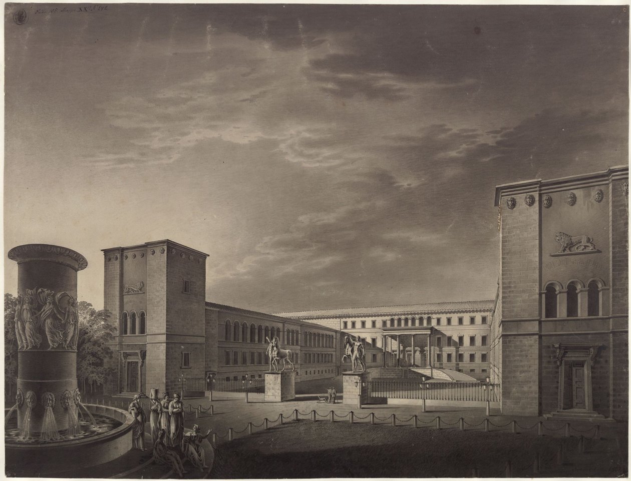 Köstritz. Slot. Udsigt over gårdsiden af Karl Friedrich Schinkel
