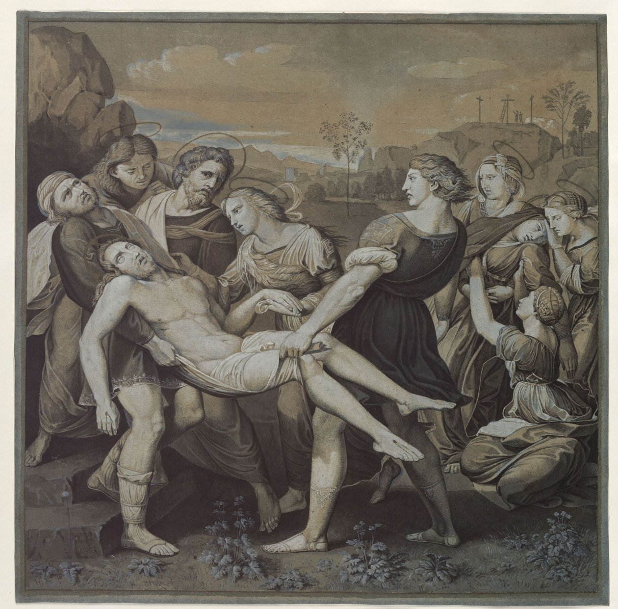 Kopi efter Raffaels »Begravelsesoptog« af Karl Friedrich Schinkel