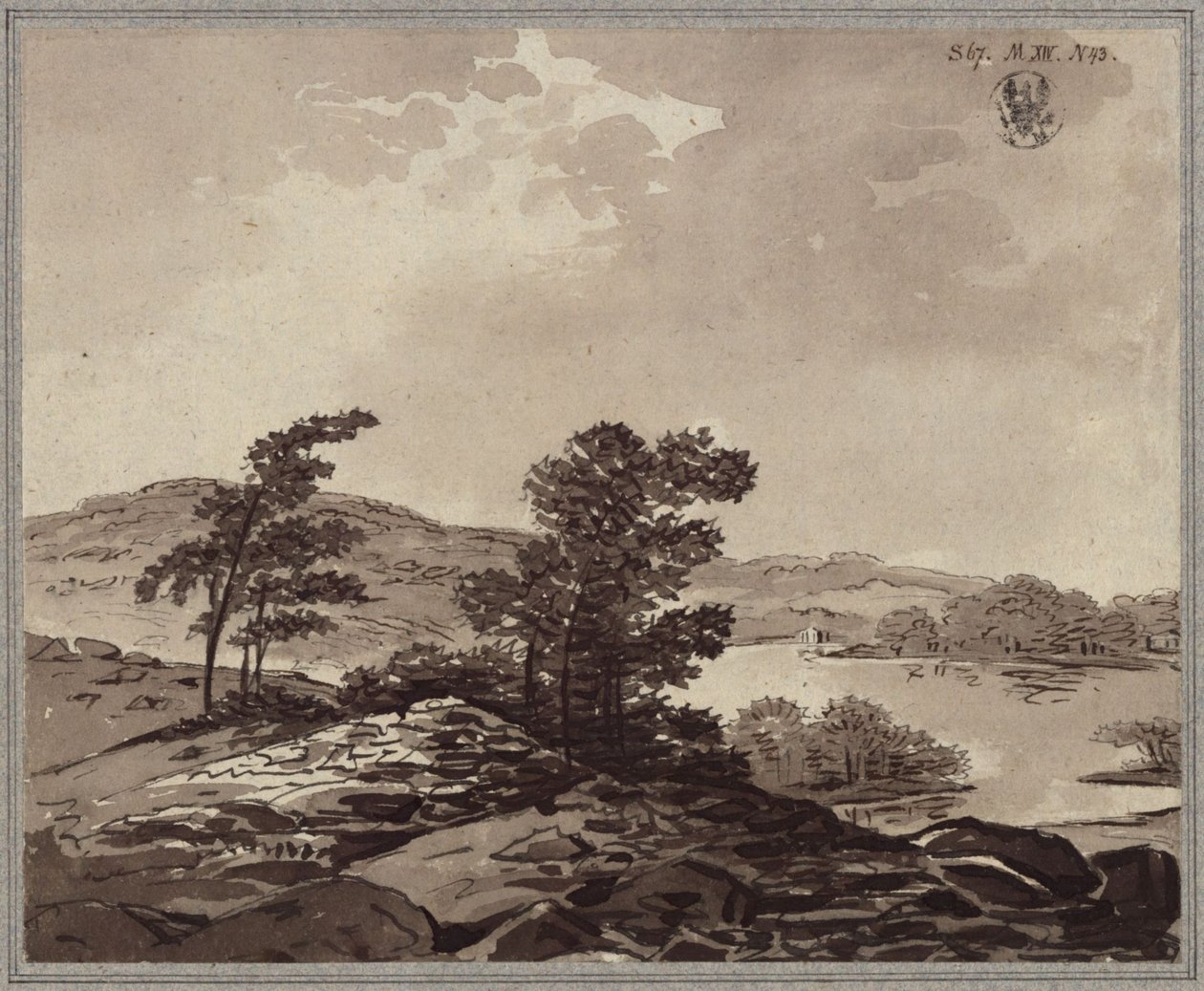 Landskab med sø af Karl Friedrich Schinkel