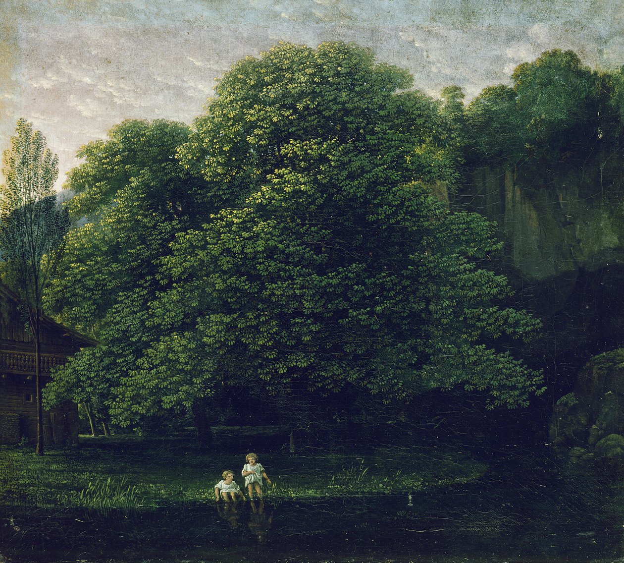 Landskab med to badende børn af Karl Friedrich Schinkel