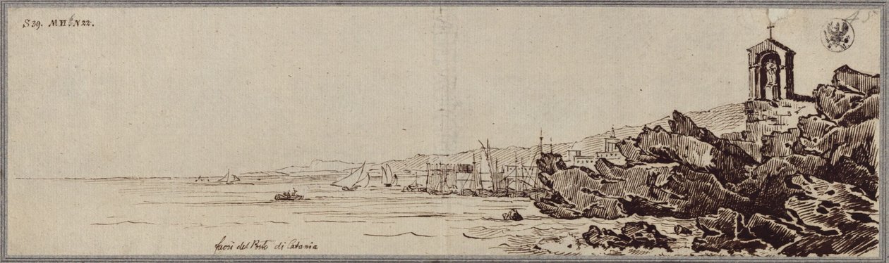 "Lavastrømme ved havnen i Catania" af Karl Friedrich Schinkel
