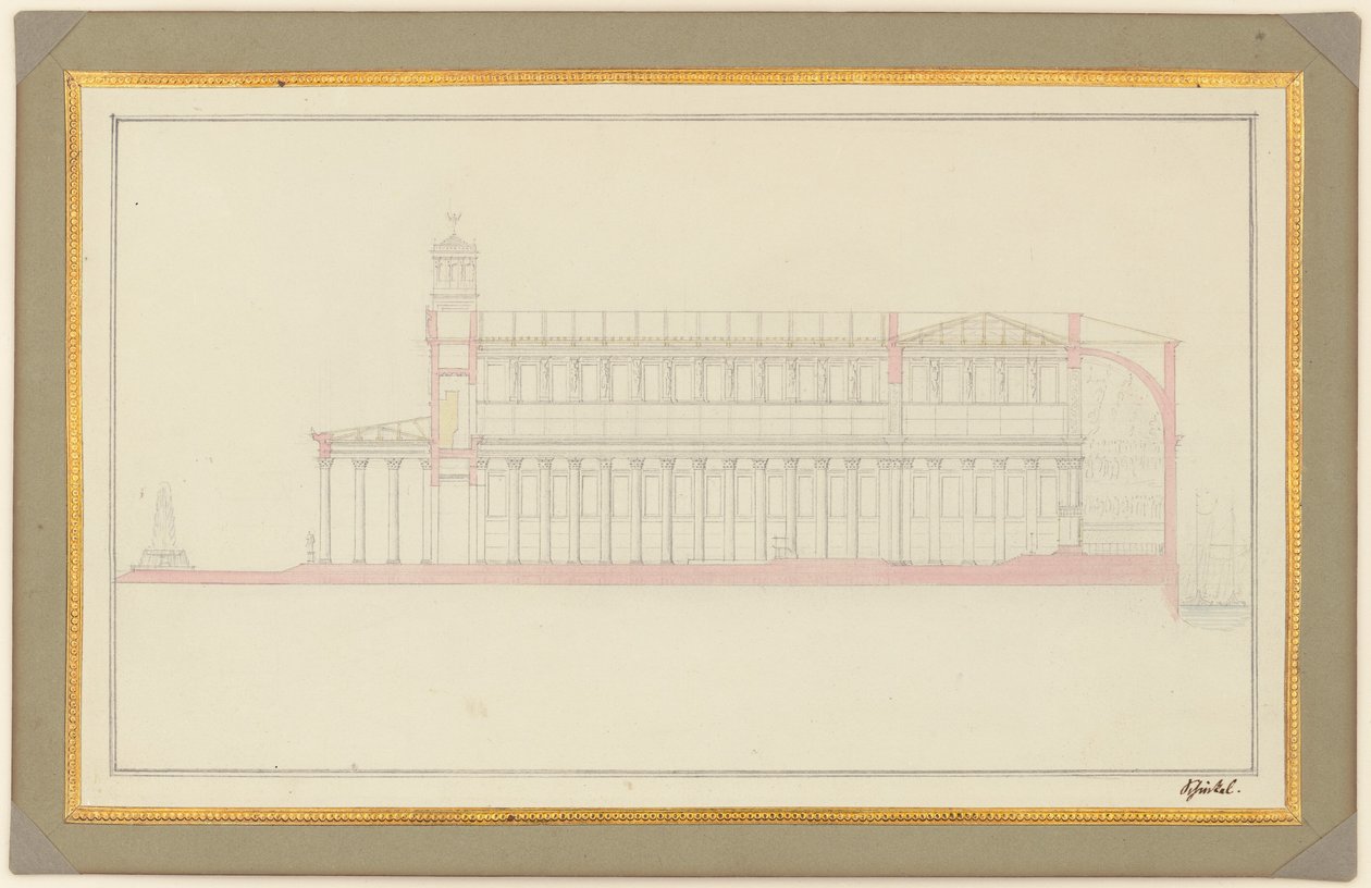 Længdesnit af en katedral for Berlin af Karl Friedrich Schinkel