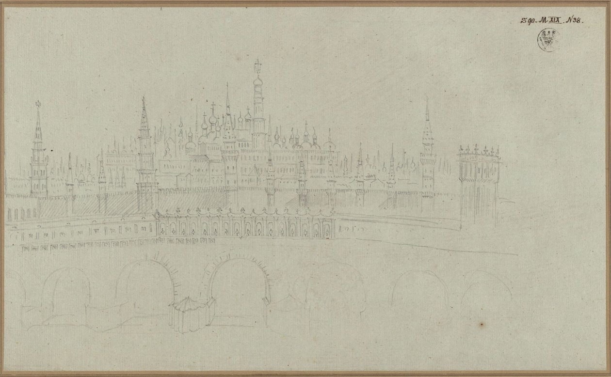 Moskva. Udsigt over Kreml af Karl Friedrich Schinkel
