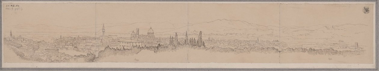 Panoramaudsigt over Firenze og Fiesole af Karl Friedrich Schinkel