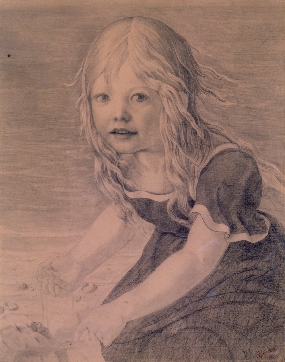 Portræt af kunstnerens datter, Marie, ved kysten af Karl Friedrich Schinkel