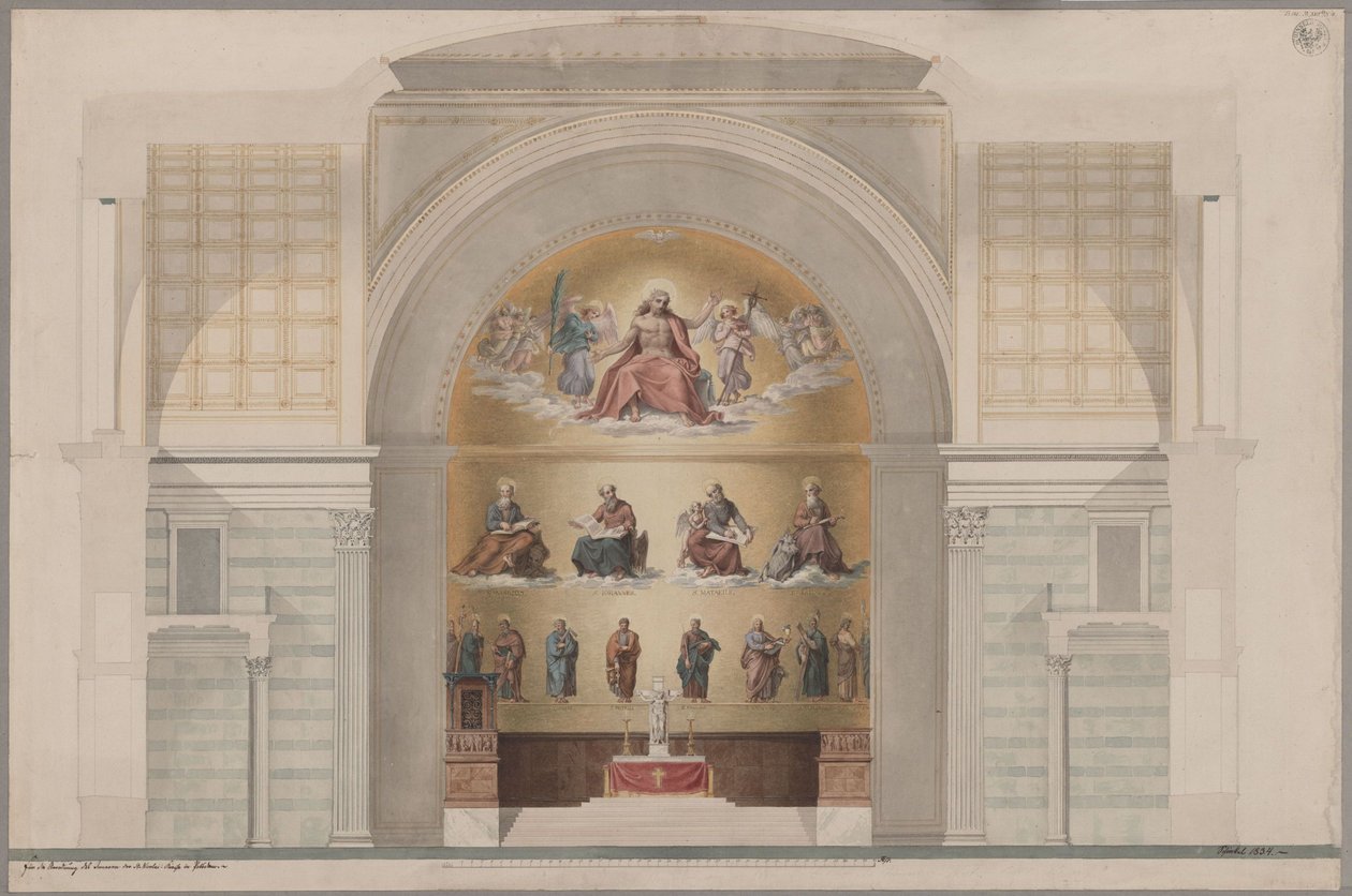 Potsdam. Nikolaikirche. Udkast til udsmykning af apsis af Karl Friedrich Schinkel