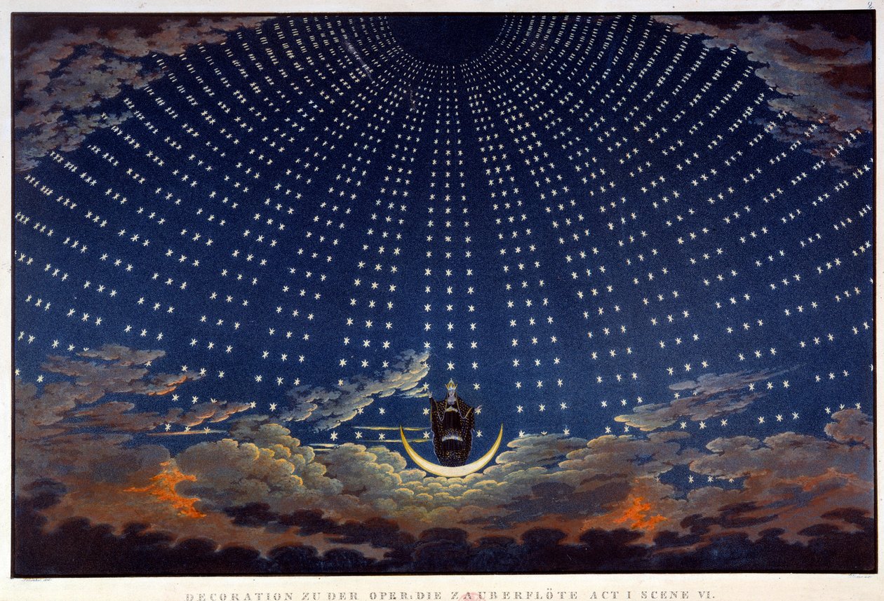 Scenografi til "" Den fortryllede fløjte", opera af Wolfgang Amadeus Mozart, realiseret Karl Schinkel (1781-1841) af Karl Friedrich Schinkel