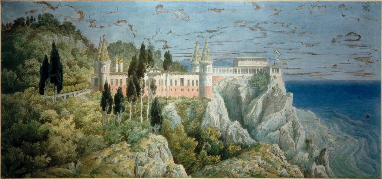 Orianda Slot, udsigt af Karl Friedrich Schinkel