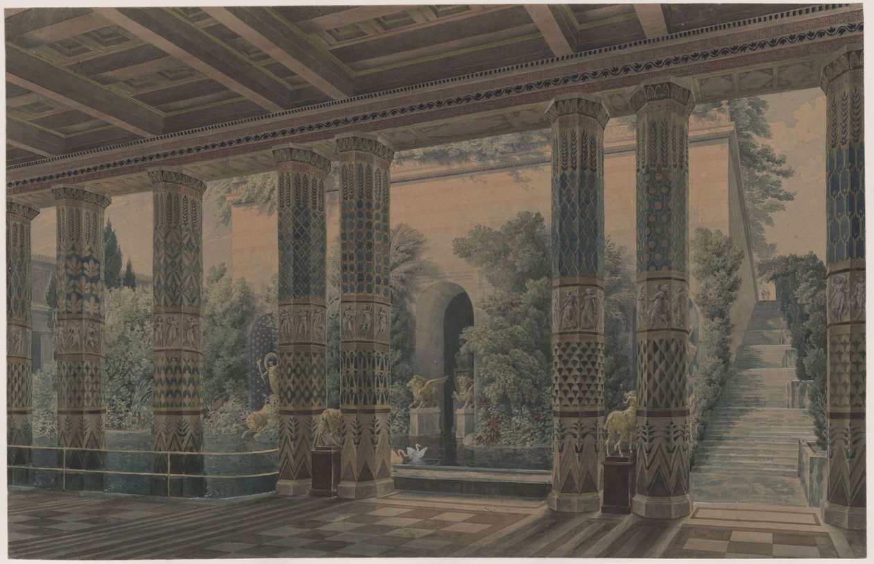 Orianda Slot på Krim. Antikt udkast. Modtagelseshall, kejserhave af Karl Friedrich Schinkel