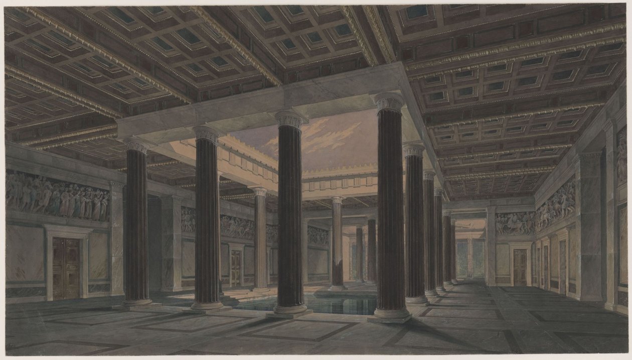 Orianda-slottet på Krim. Antikt udkast. Stort atrium af Karl Friedrich Schinkel