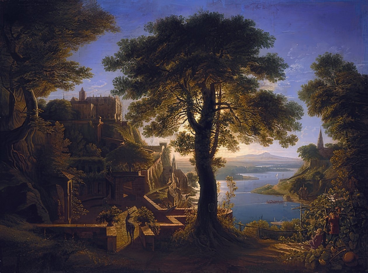 Slot ved floden. 1820 af Karl Friedrich Schinkel
