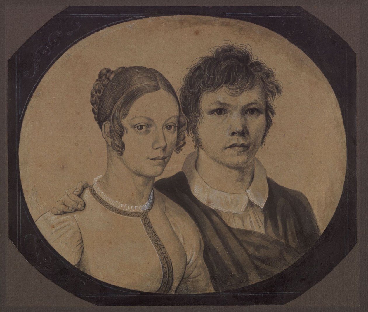 Selvportræt af Karl Friedrich Schinkel med Susanne Schinkel, født Berger af Karl Friedrich Schinkel