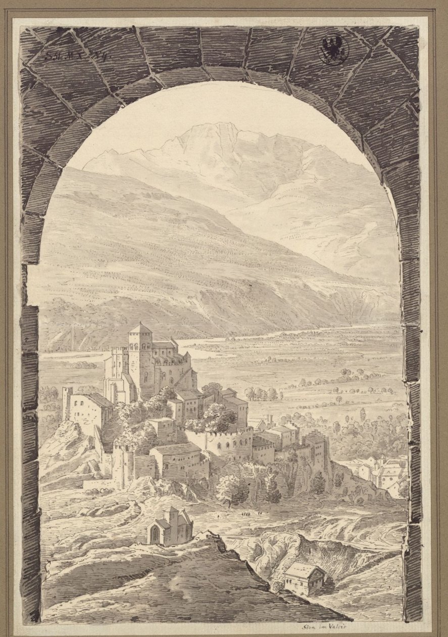 Sion i den schweiziske kanton Valais af Karl Friedrich Schinkel