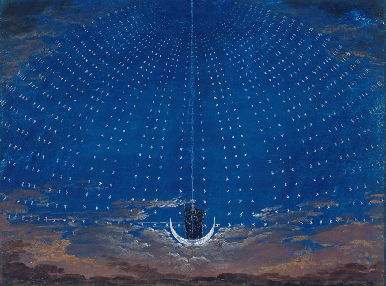 Scenografi til Mozarts Tryllefløjten af Karl Friedrich Schinkel