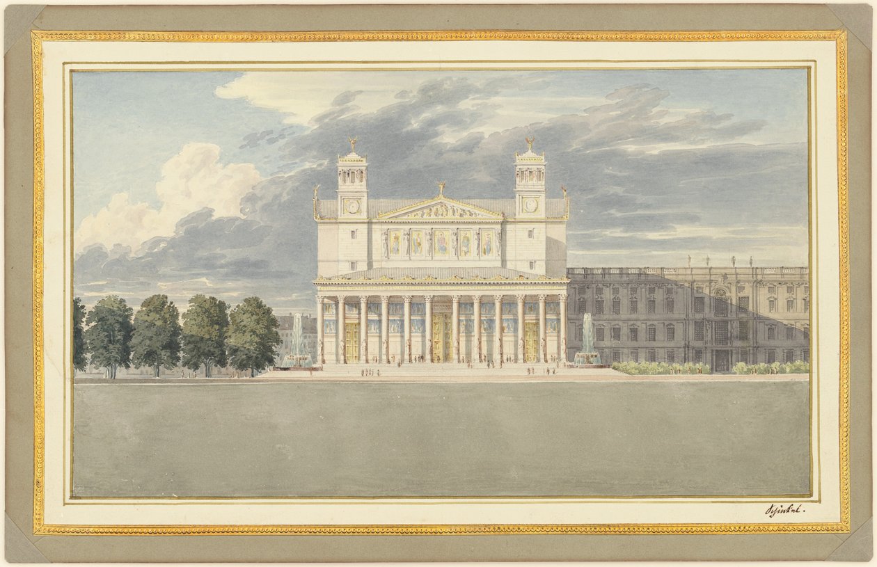 Facaden og omgivelserne af en katedral for Berlin af Karl Friedrich Schinkel
