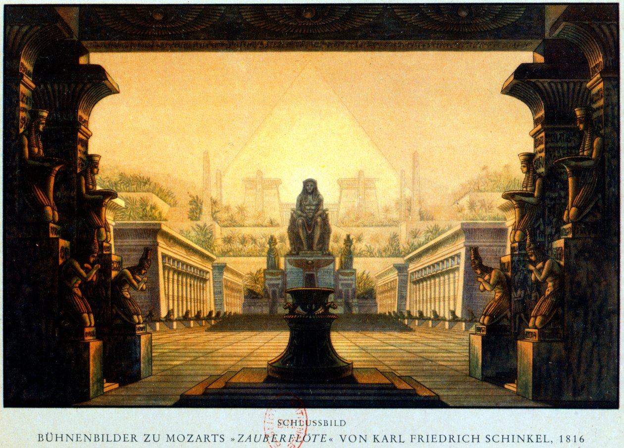 Gården til templet Isis og Osiris, hvor Sarastro var ypperstepræst, c1816 af Karl Friedrich Schinkel
