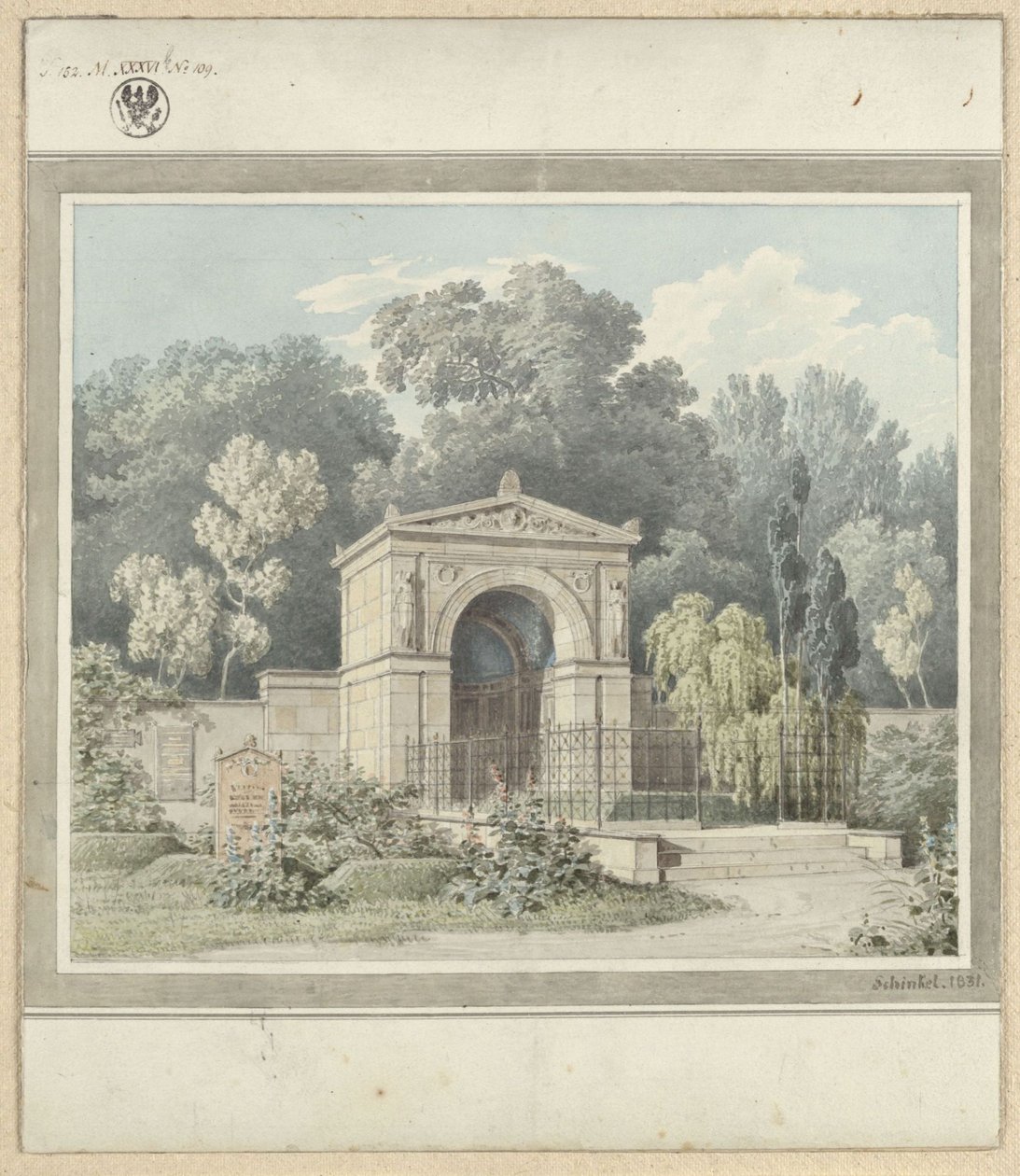 Zeitz. Udkast til gravmonument for Johann Friedrich Delbrück. Ansicht af Karl Friedrich Schinkel
