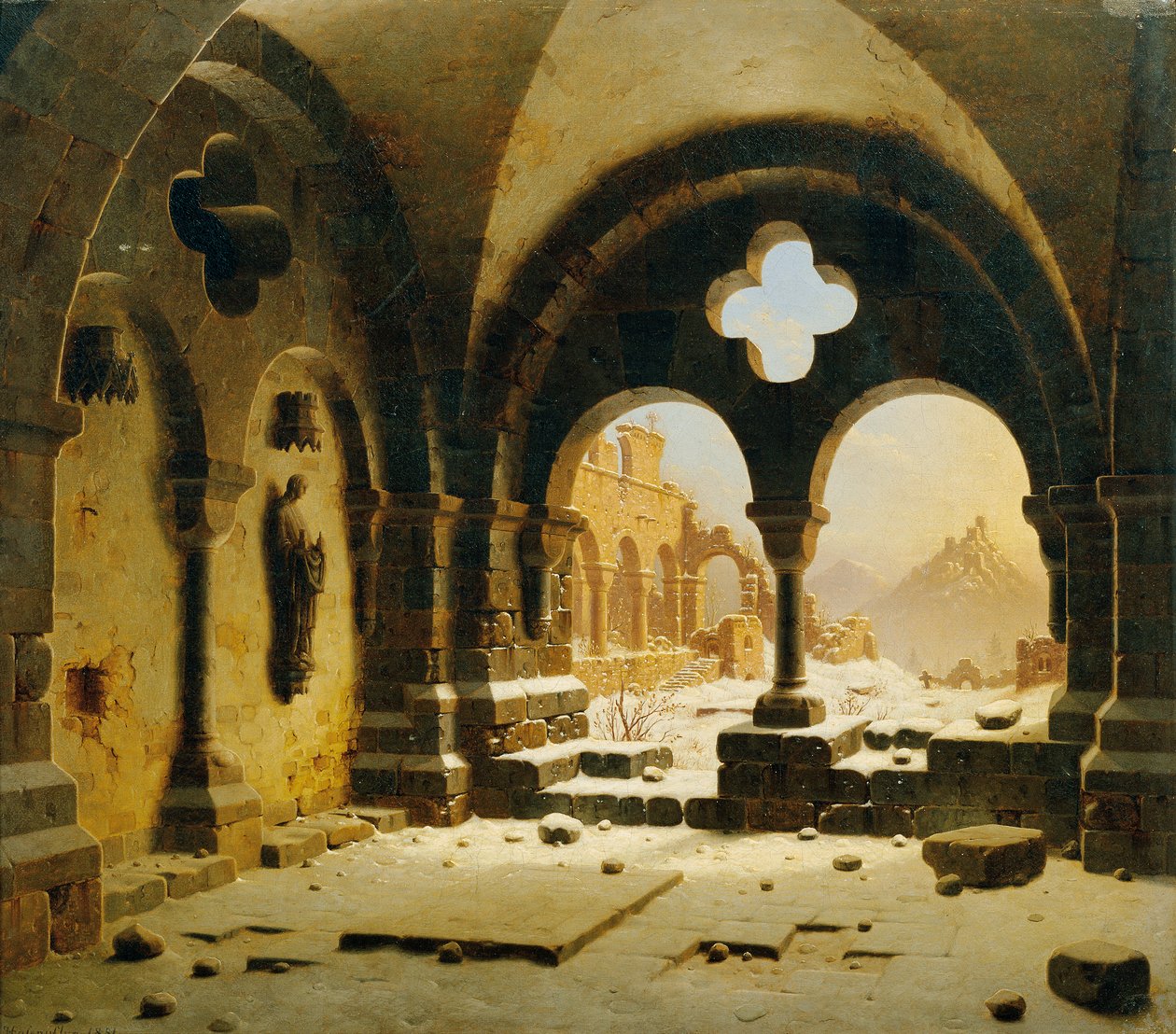 Klosterruiner om vinteren af Carl Georg Adolph Hasenpflug