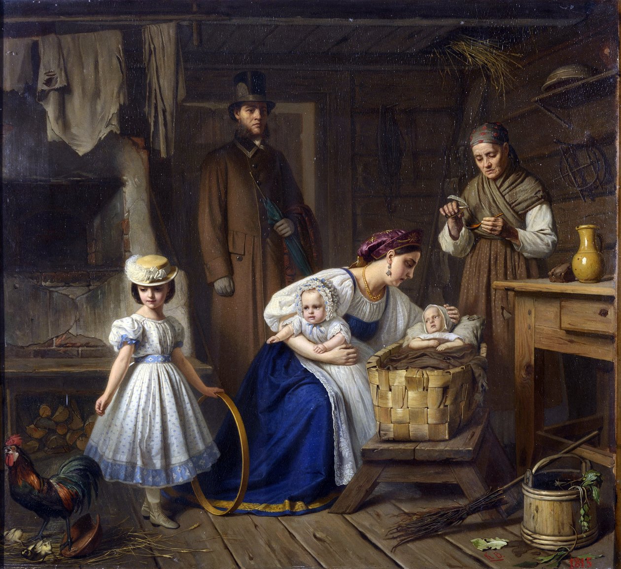 Vådsygeplejerske besøgte sit syge barn par Wenig, Karl Bogdanovich (1830-1908) af Karl Gottlieb Wenig
