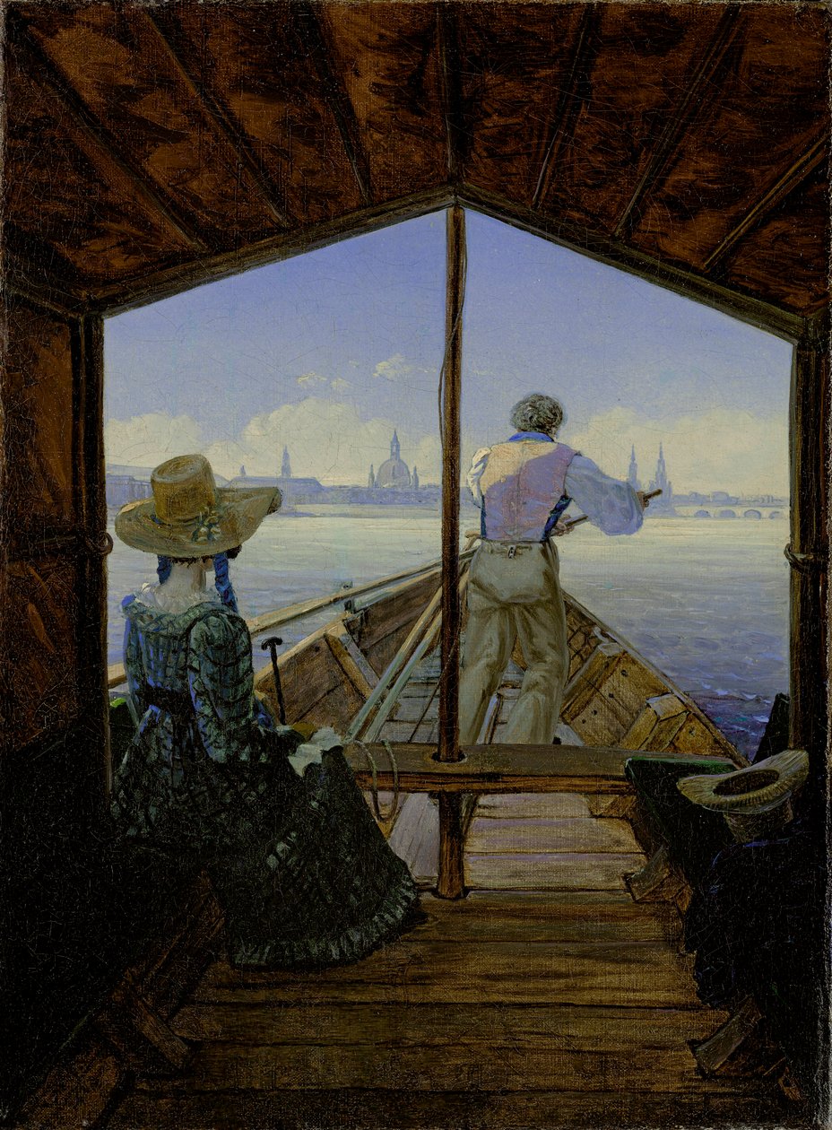Tidlig morgen på Elben, nær Dresden, 1827 af Karl Gustav Carus