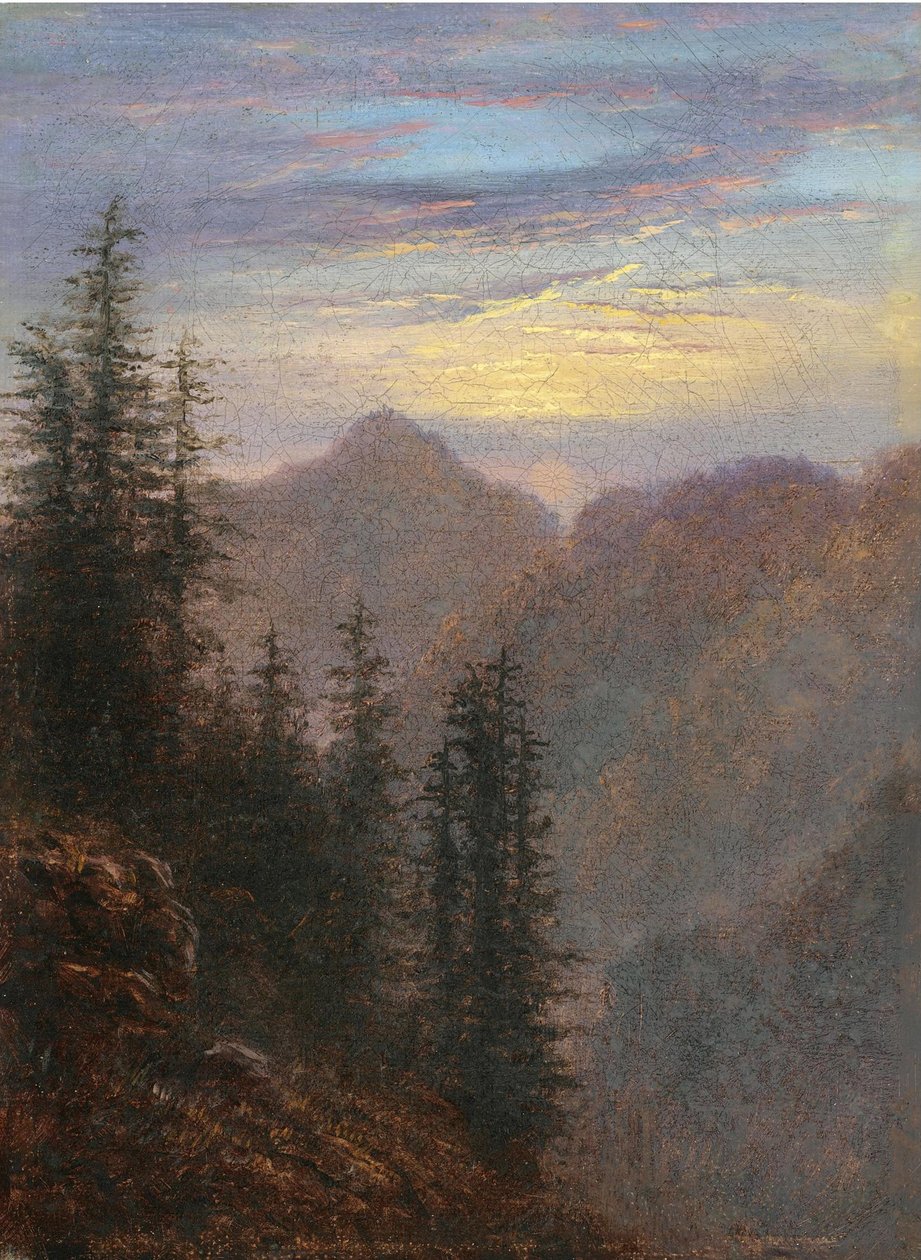 Udsigt over bjergene i skumringen af Karl Gustav Carus