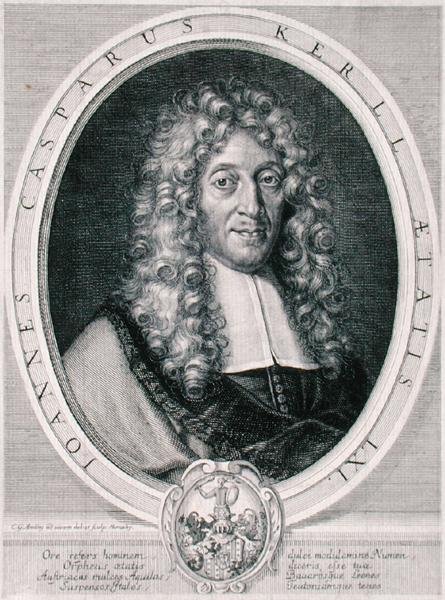 Johann Caspar Kerll (1627-93) graveret af Monachy (gravering) af Karl Gustave (after) Amling
