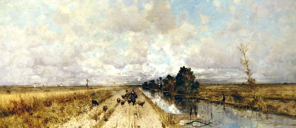 Road by Canal (olie på lærred) af Karl Heffner