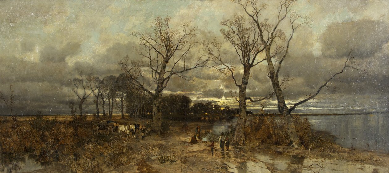 Scene i Holland, ca. 1885-90 (olie på lærred) af Karl Heffner