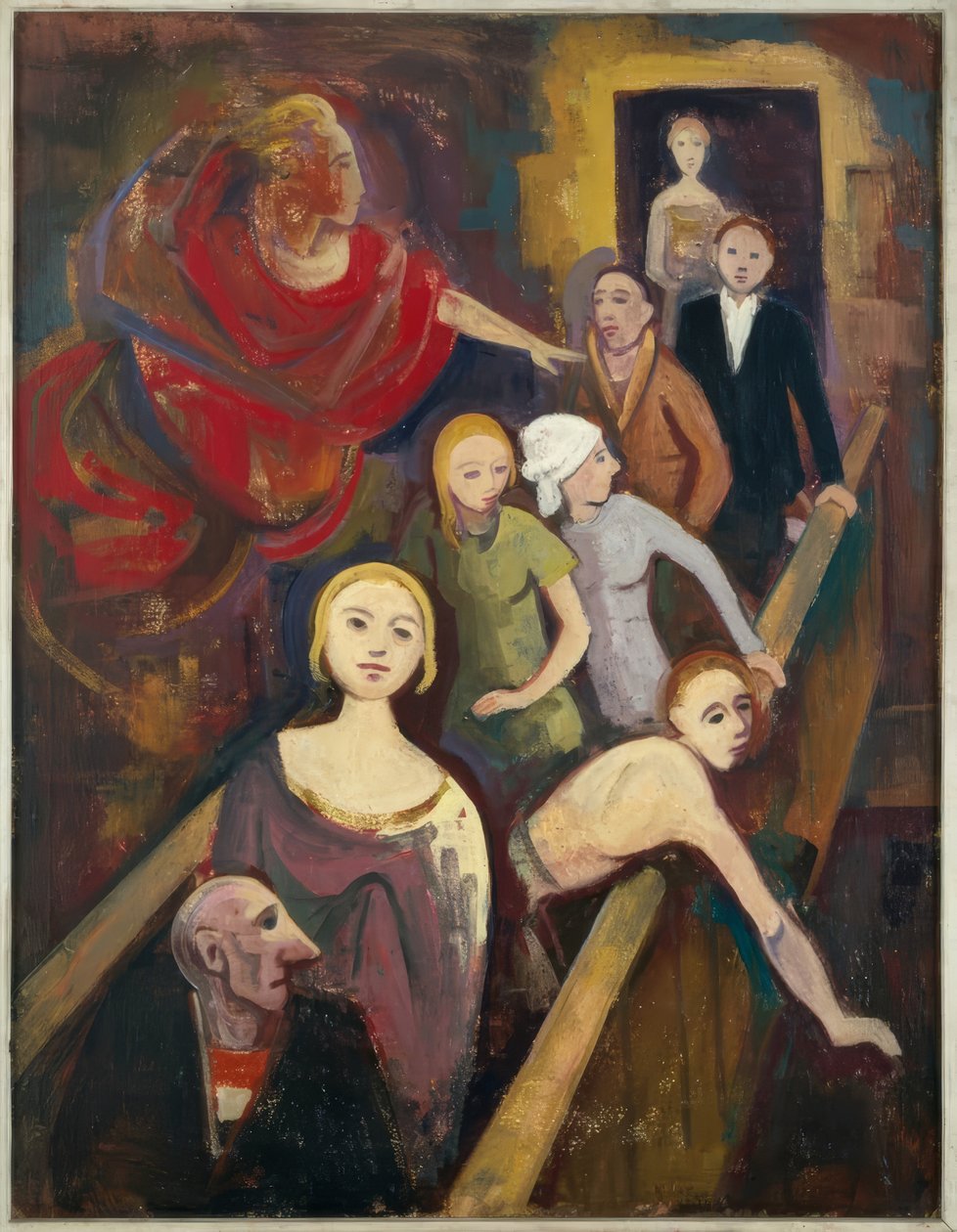 På trappen med engel af Karl Hofer