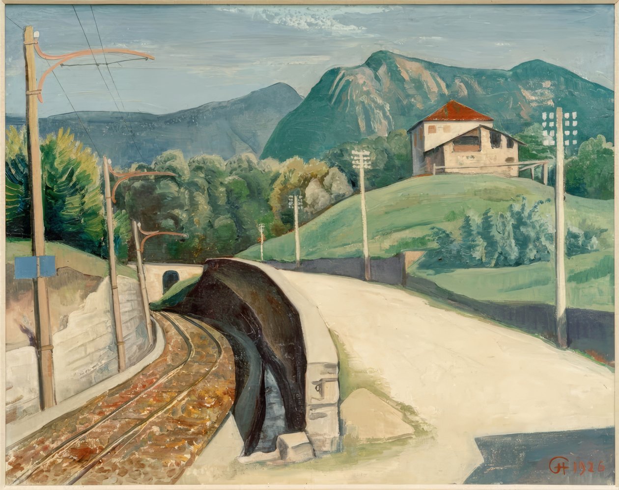 Landskab ved Cappella i Graubünden af Karl Hofer