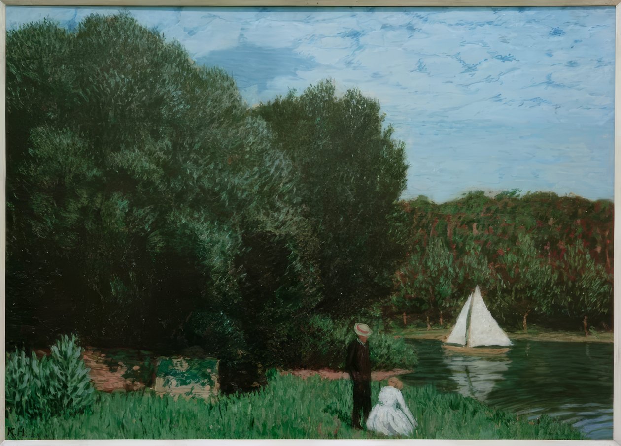 Landskab med sejlbåd af Karl Hofer