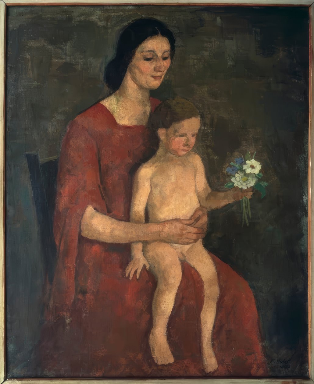 Thilde Hofer med Carlino af Karl Hofer