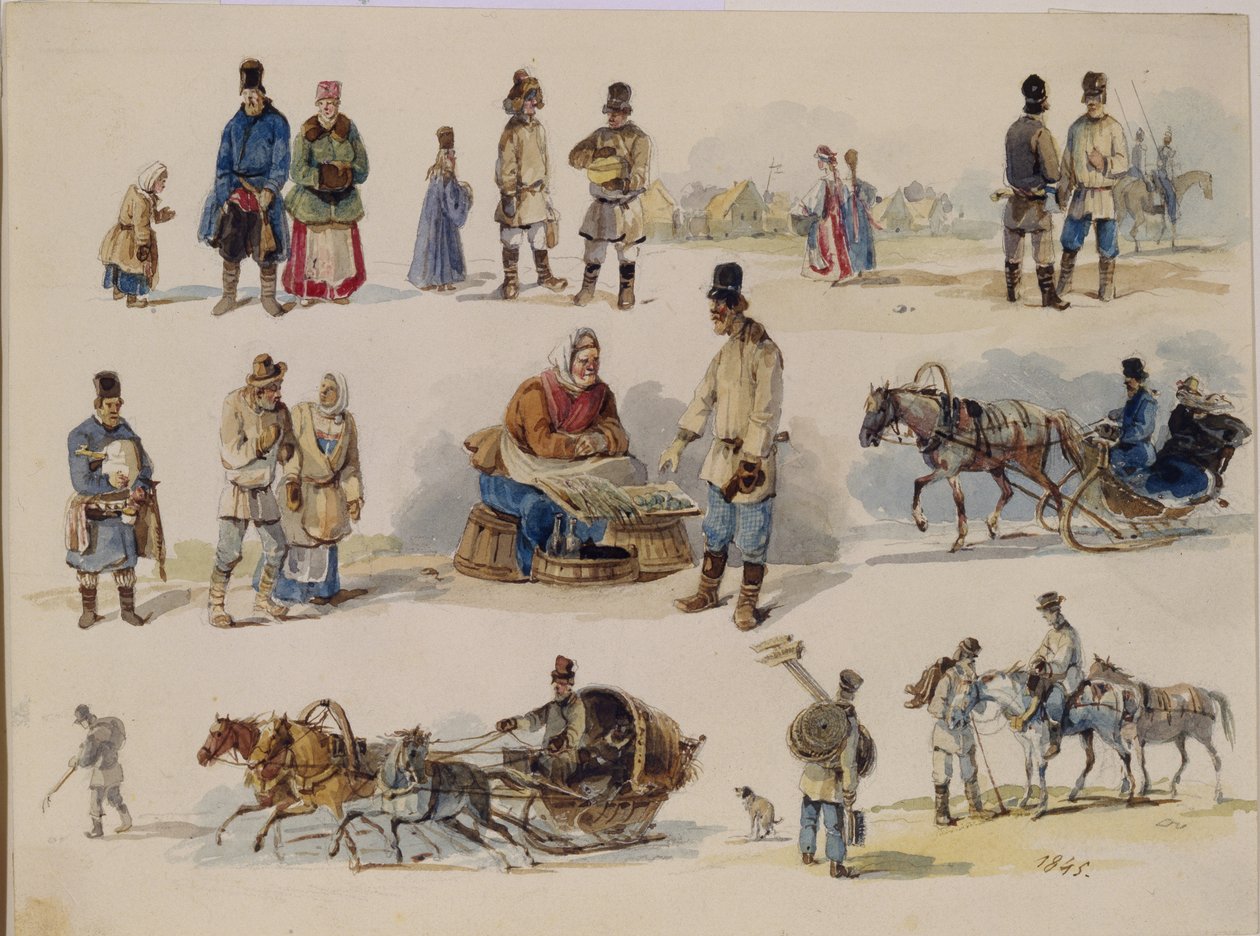 Folketyper af Rusland, 1845 af Karl Ivanovich Kolmann
