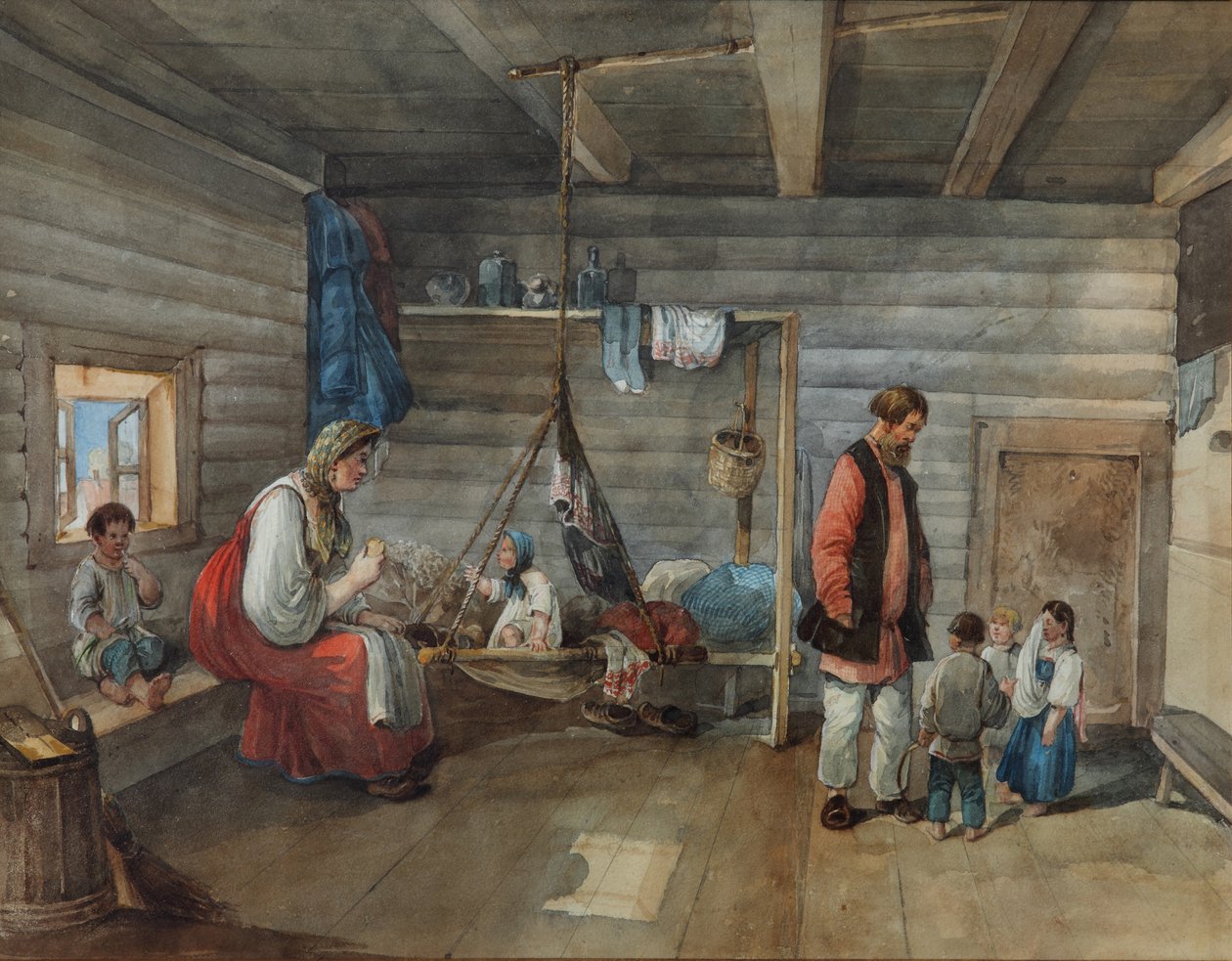 I et landsbyhus, 1841 af Karl Ivanovich Kolmann