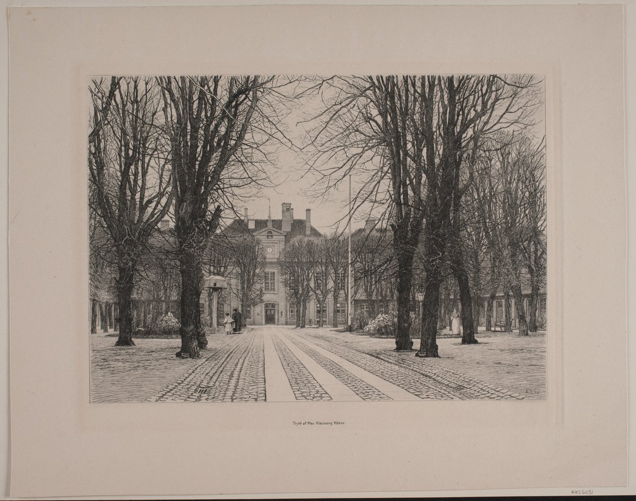 Grønnegården i Frederiks Hospital af Karl Jensen