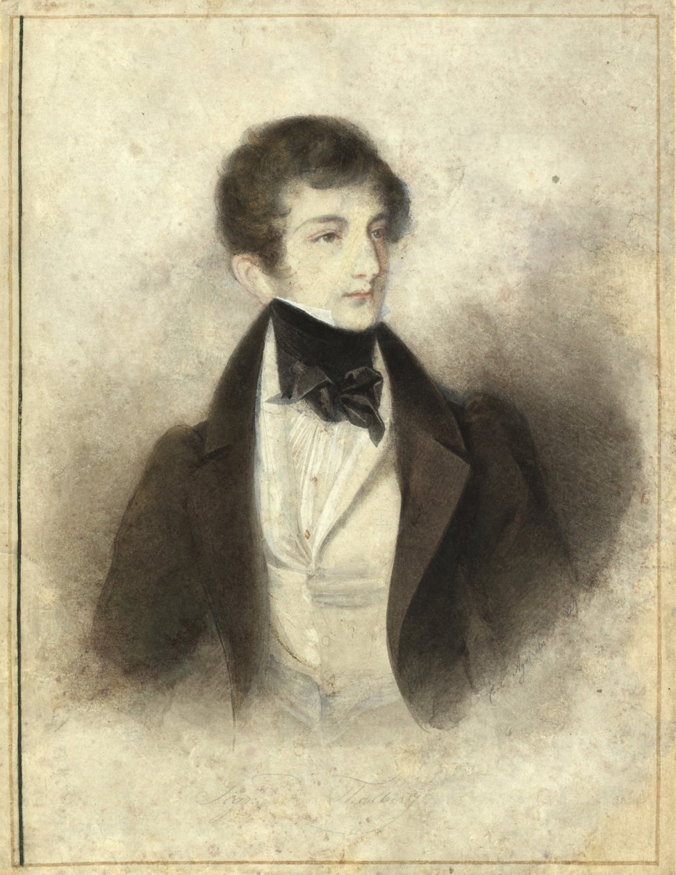 Portræt af pianisten og komponisten Sigismund Thalberg 1812-1871, 1829. af Karl Joseph Aloys Agricola