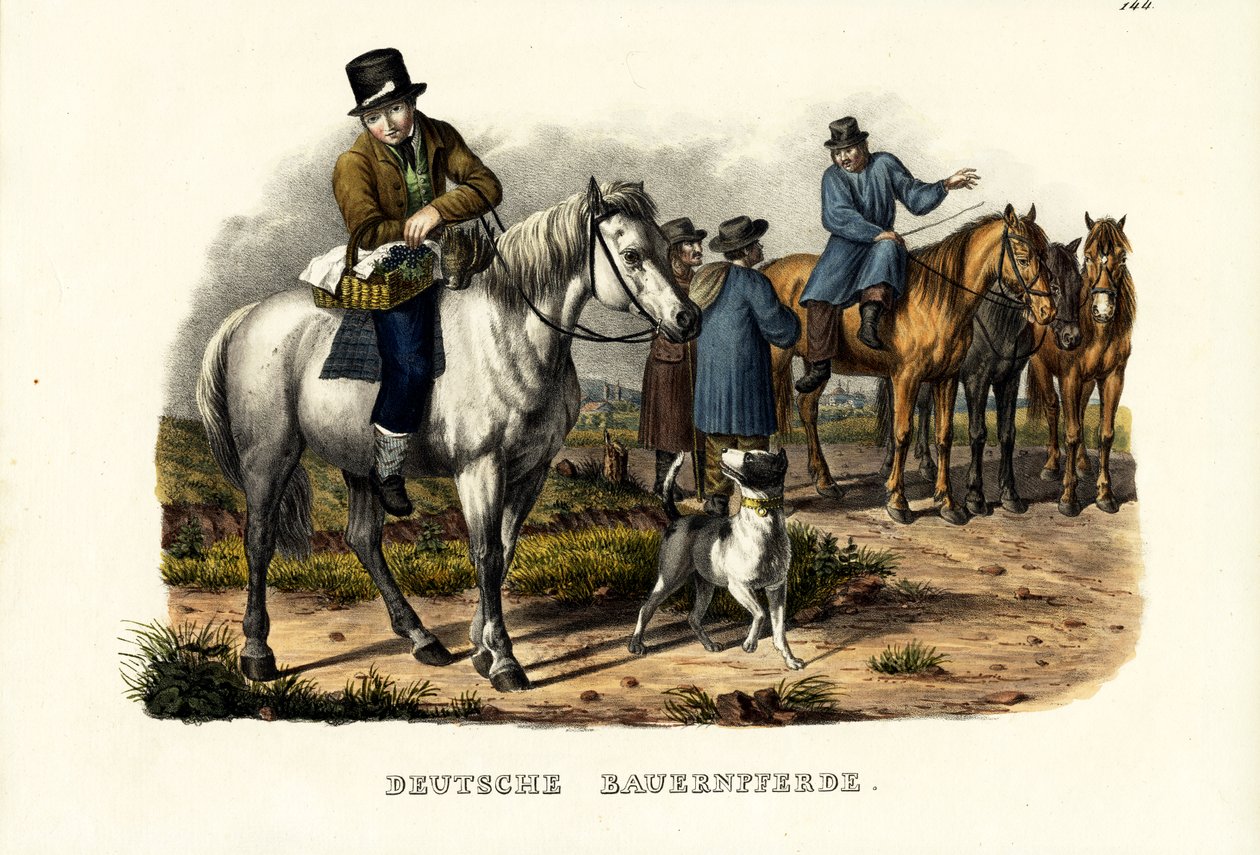Tyske bondegårdsheste, 1824 af Karl Joseph Brodtmann