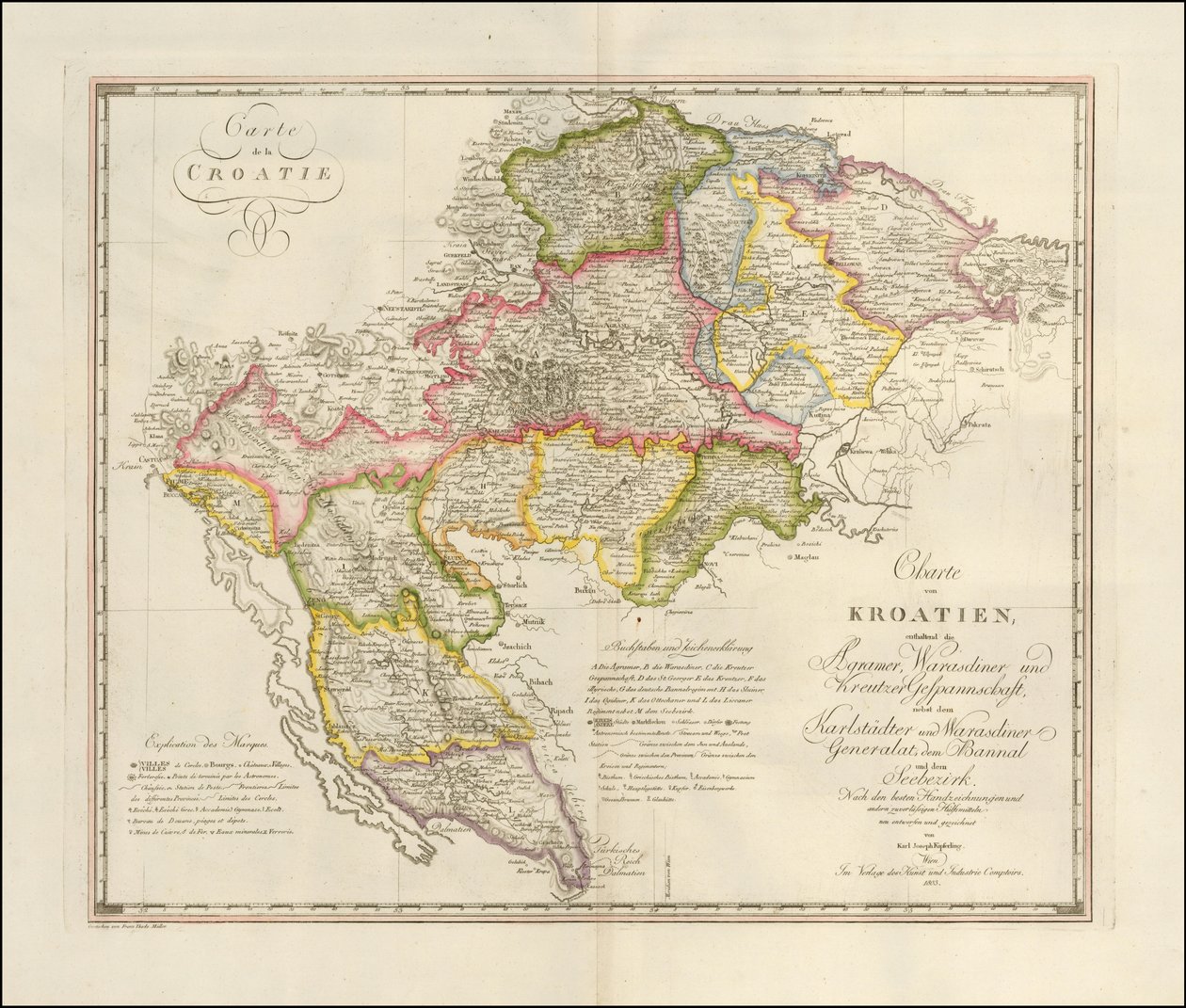Kort over Crotia fra 1803 af Karl Joseph Kipferling af Karl Joseph Kipferling