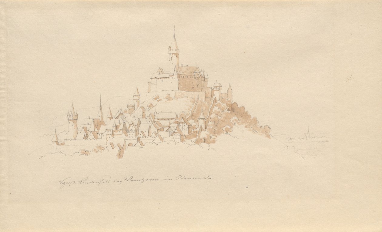 Lindenfels Slot nær Weinheim i Odenwald af Karl Julius Von Leypold
