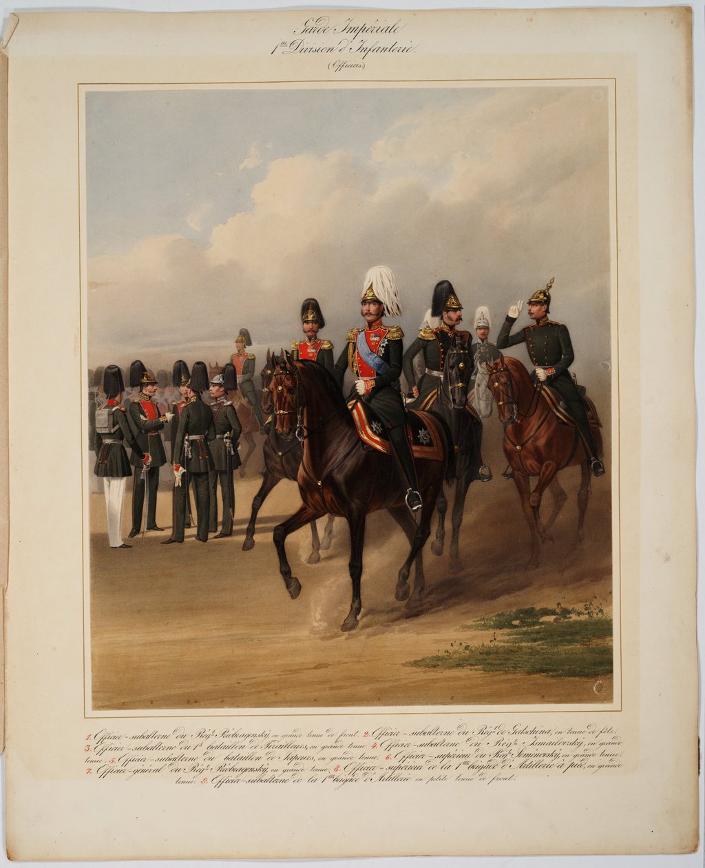 Officerer fra 1. garde-infanteridivision af den russiske kejserlige garde, 1867 af Karl Karlovich Piratsky