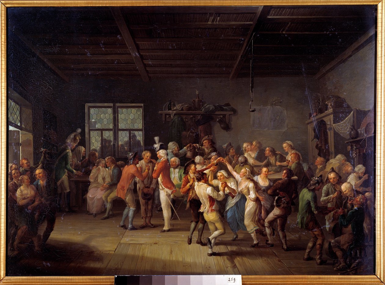 Rekruttering i en 18. århundrede Inn Officers frakkedansere. Maleri af Karl Pitz (1756-1795) af Karl Kaspar Pitz