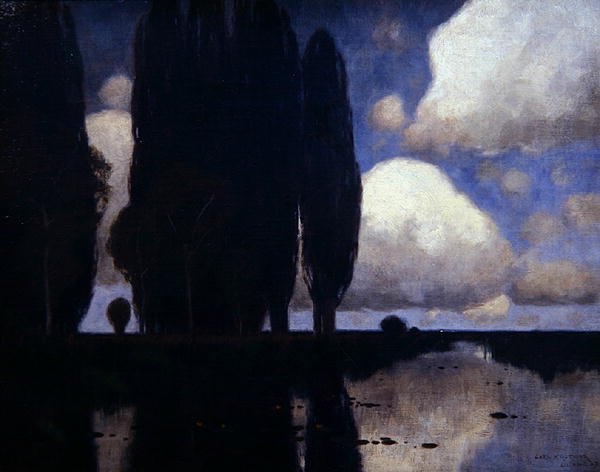 Rhinland Scene (olie på lærred) af Karl Kustner