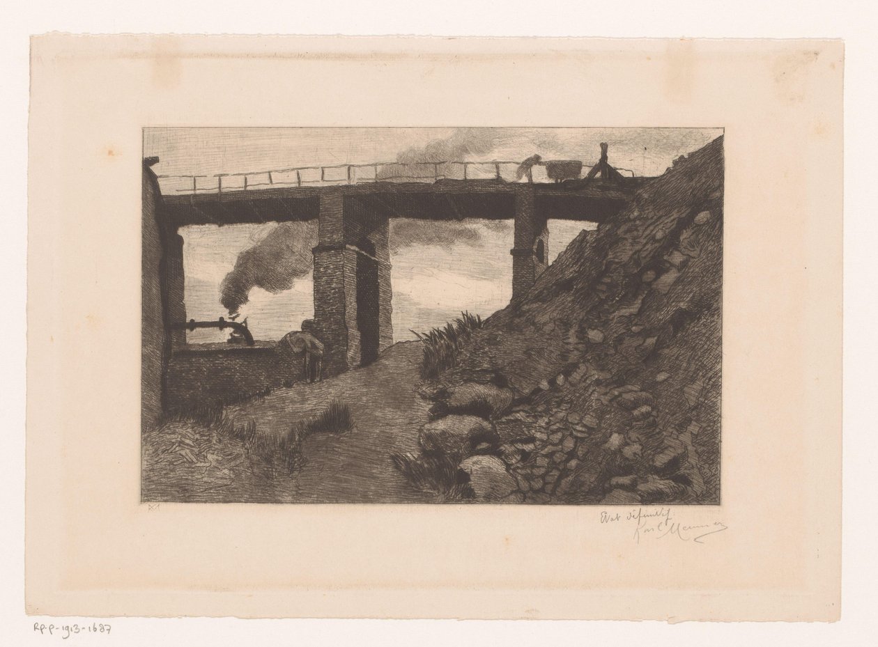 Industriel landskab med Viaduct af Karl Meunier