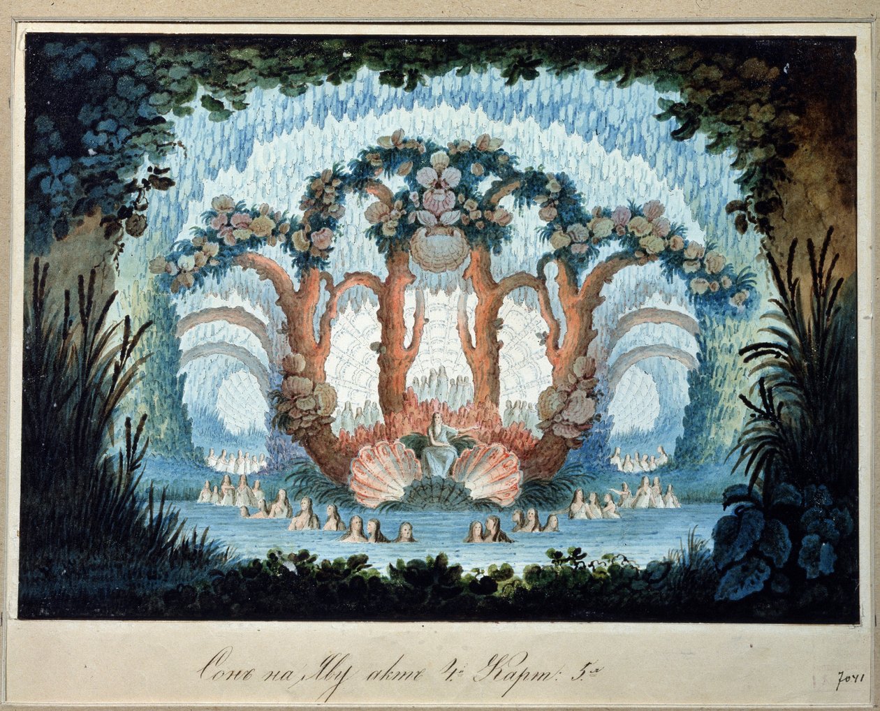 Forberedende indretning til operaen "Gromoboi" af Alexei Verstovski (1799-1862) (Scenedesign til operaen "Chor Valley" af A. Verstovski). Værk af Karl Ossipovich Braun l