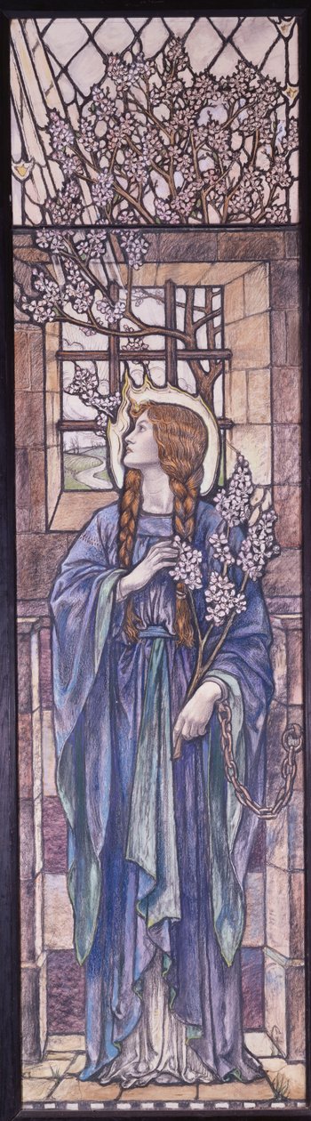 Hope: Design til farvet glas i All Saints Church, Eastchurch, Isle of Sheppey, ca. 1912 (sort og farvet kridt, akvarel og kropsfarve) af Karl Parsons